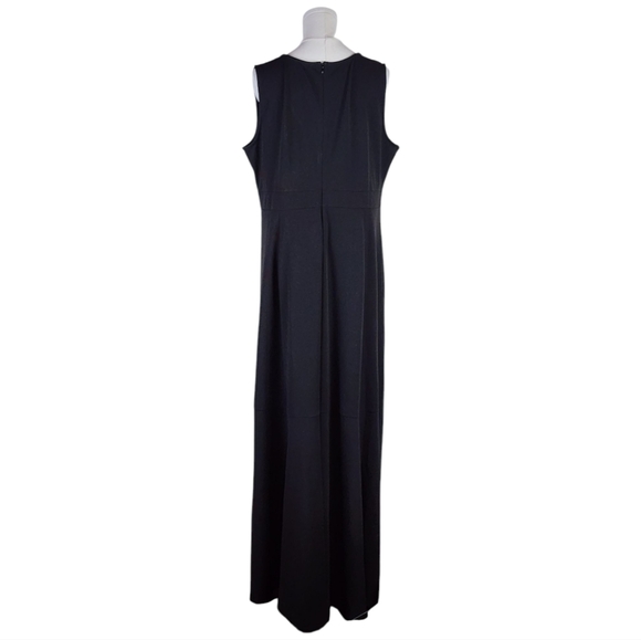 Releeo Black Faux Wrap Maxi Dress 2XL High Low Ruffle Hem 27” Slit - Picture 7 of 11
